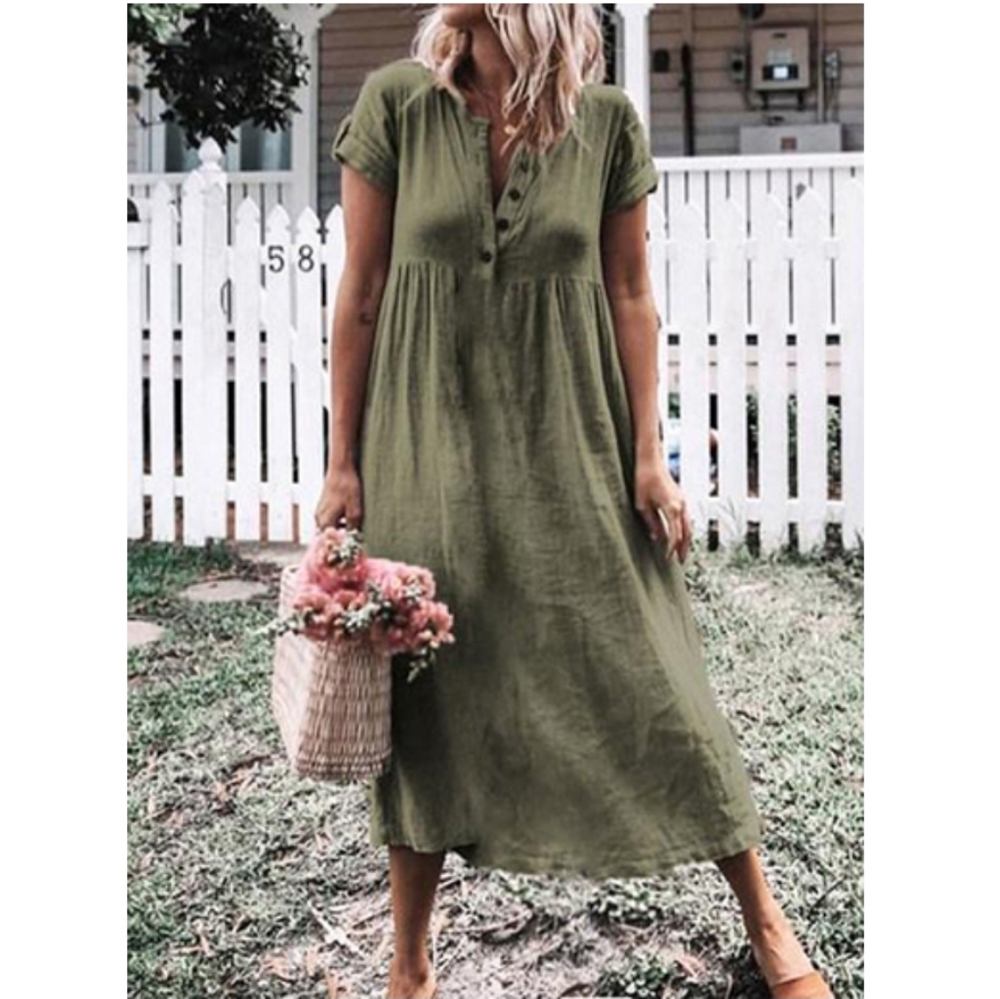 NWOT Green Maxi Short Sleeve Dress - S